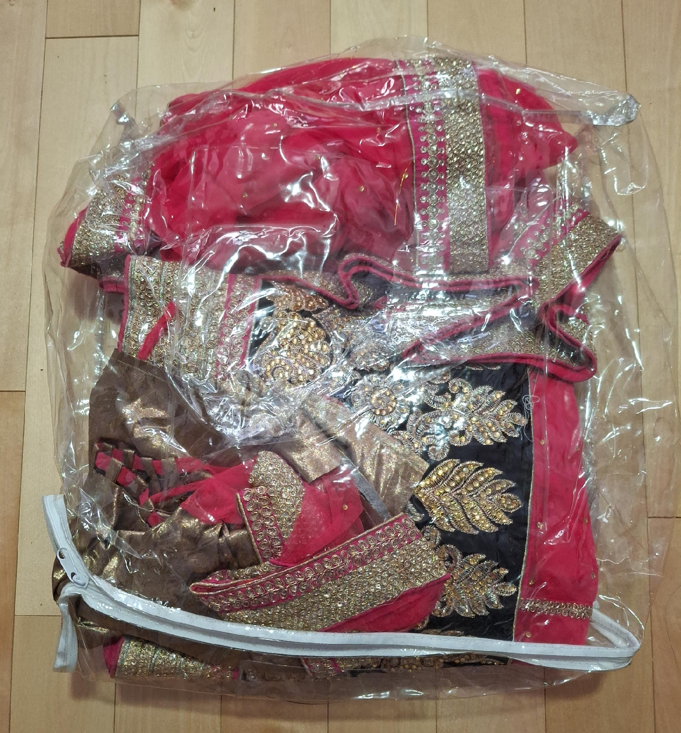 Red & Gold Embellished Indian Outfit thumbnail