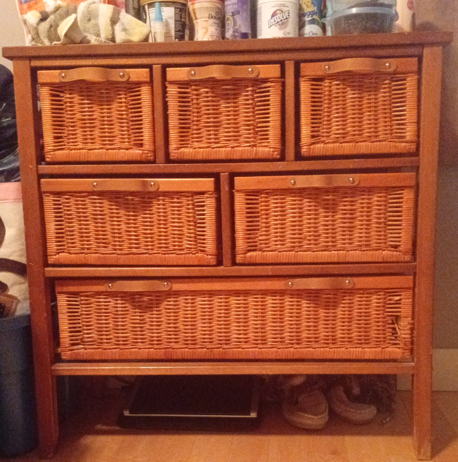 Wicker Basket Storage Cabinet