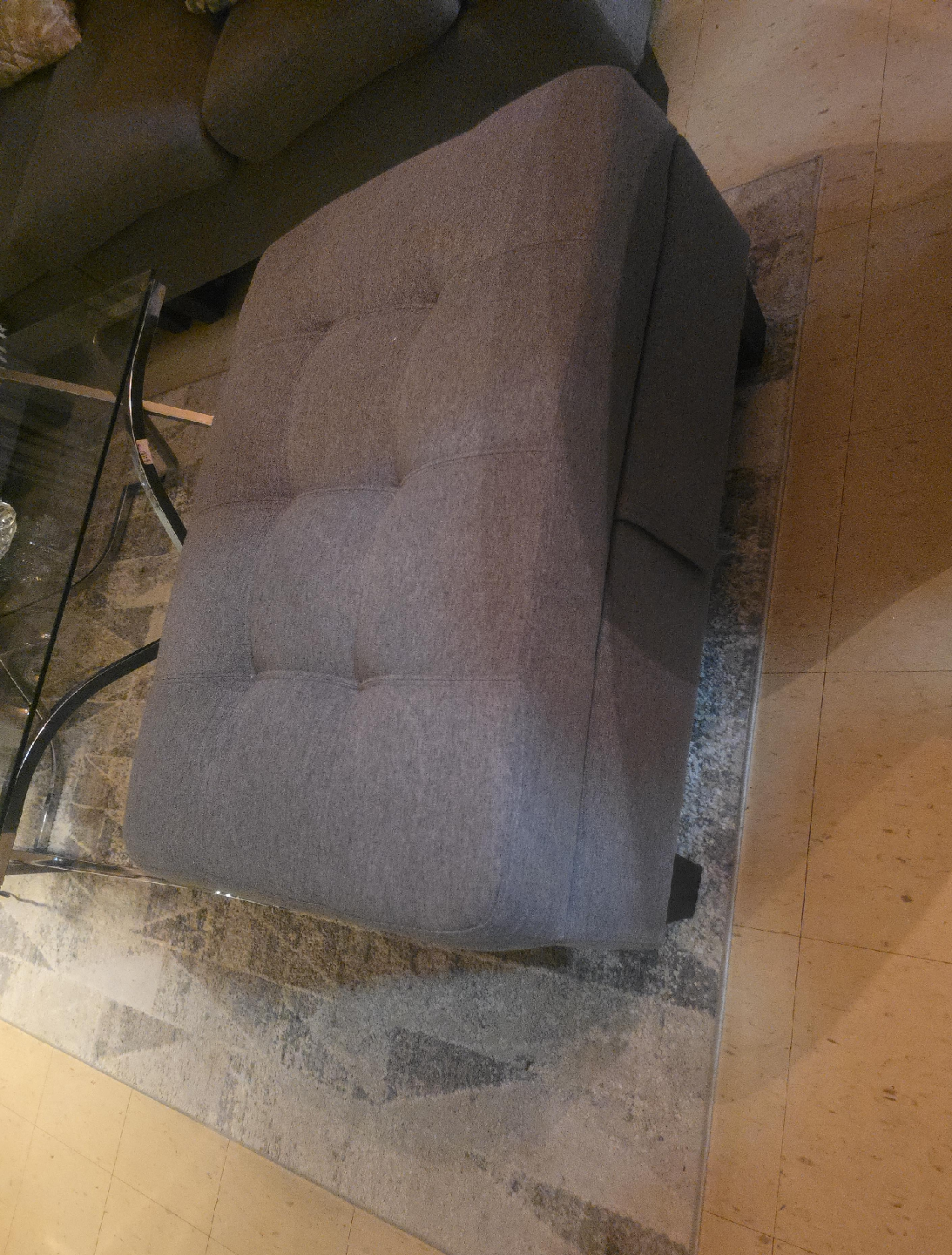 Grey Tufted Ottoman thumbnail