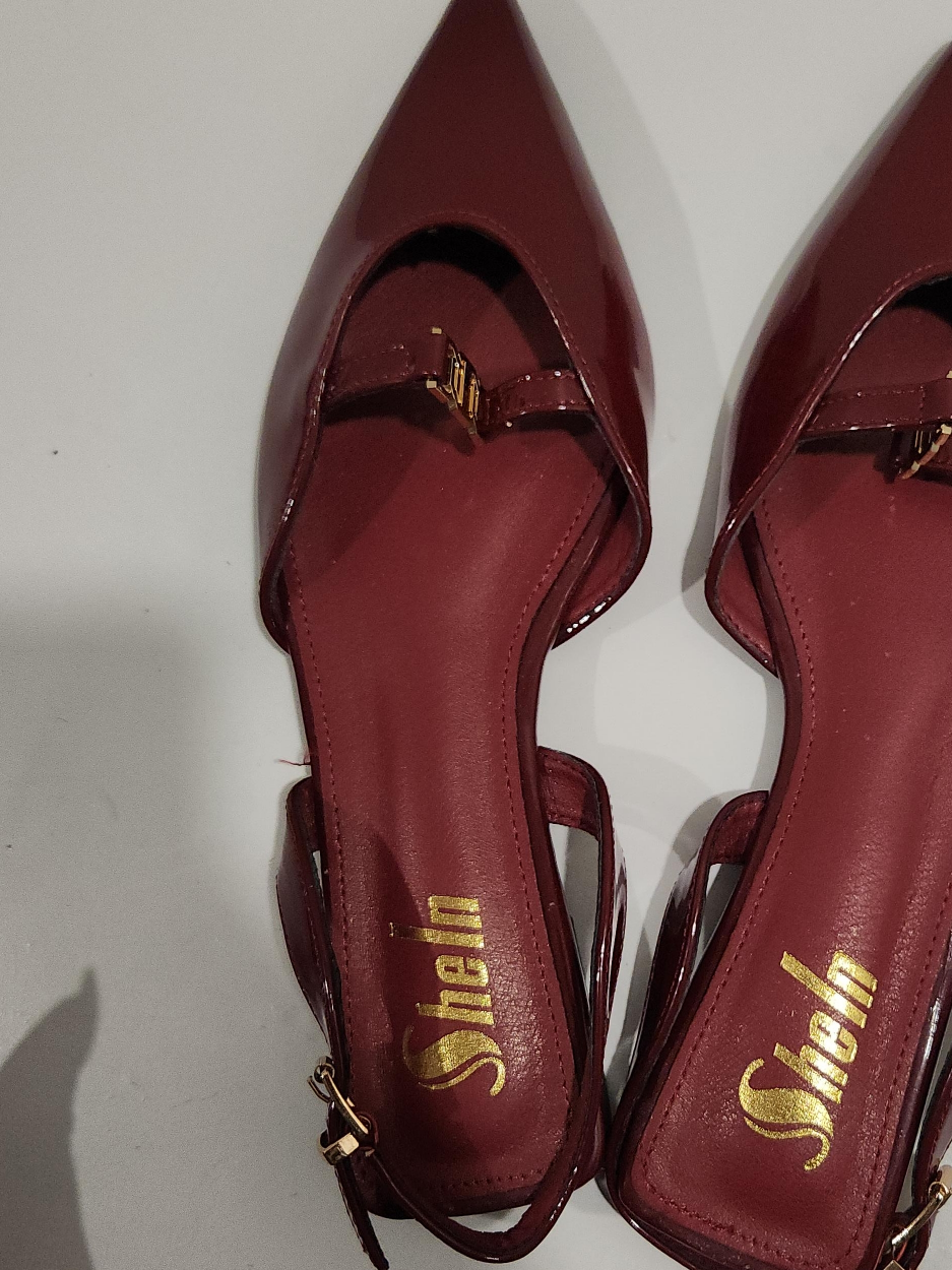 Shein Burgundy Pointed Slingback Flats - Size 8 thumbnail