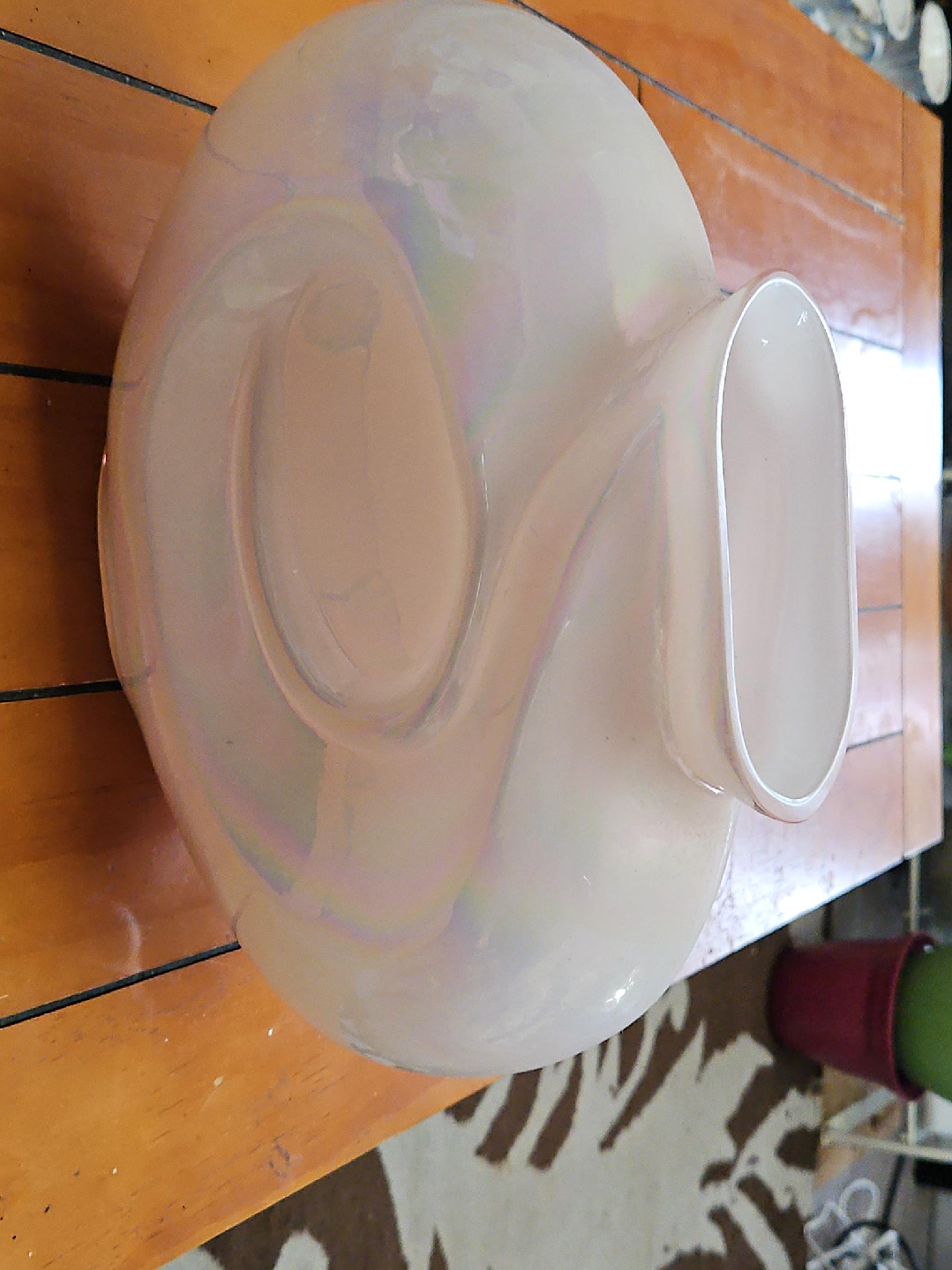 Iridescent White Glass Vase thumbnail