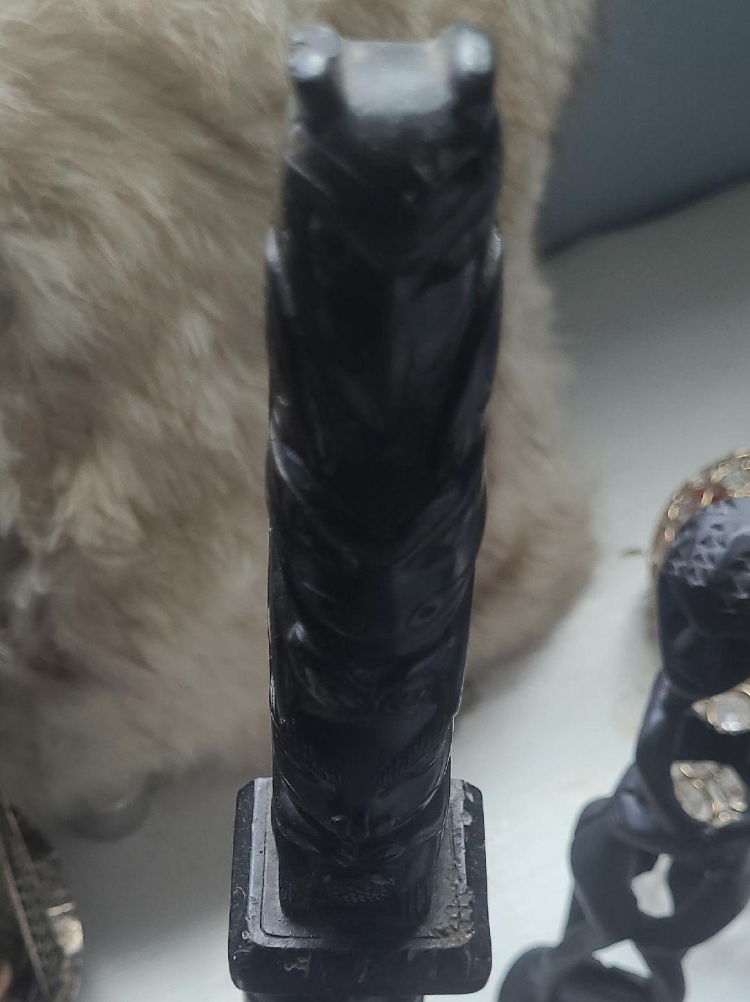 Carved Black Totem Figurine thumbnail