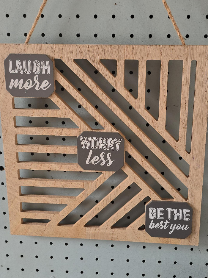 Wood Wall Decor - Laugh More Worry Less thumbnail