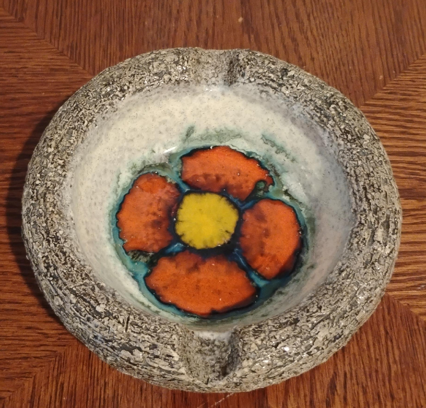 Vintage Ceramic Ashtray with Floral Design thumbnail