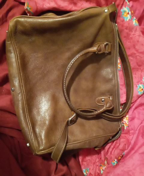 Roots Genuine Brown Leather Satchel Bag