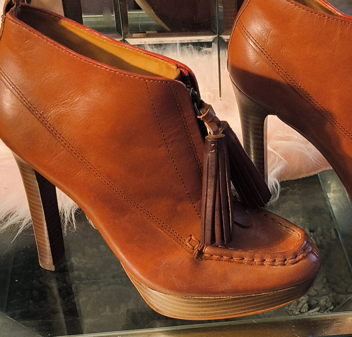 Cole Haan Brown Leather Heeled Booties thumbnail