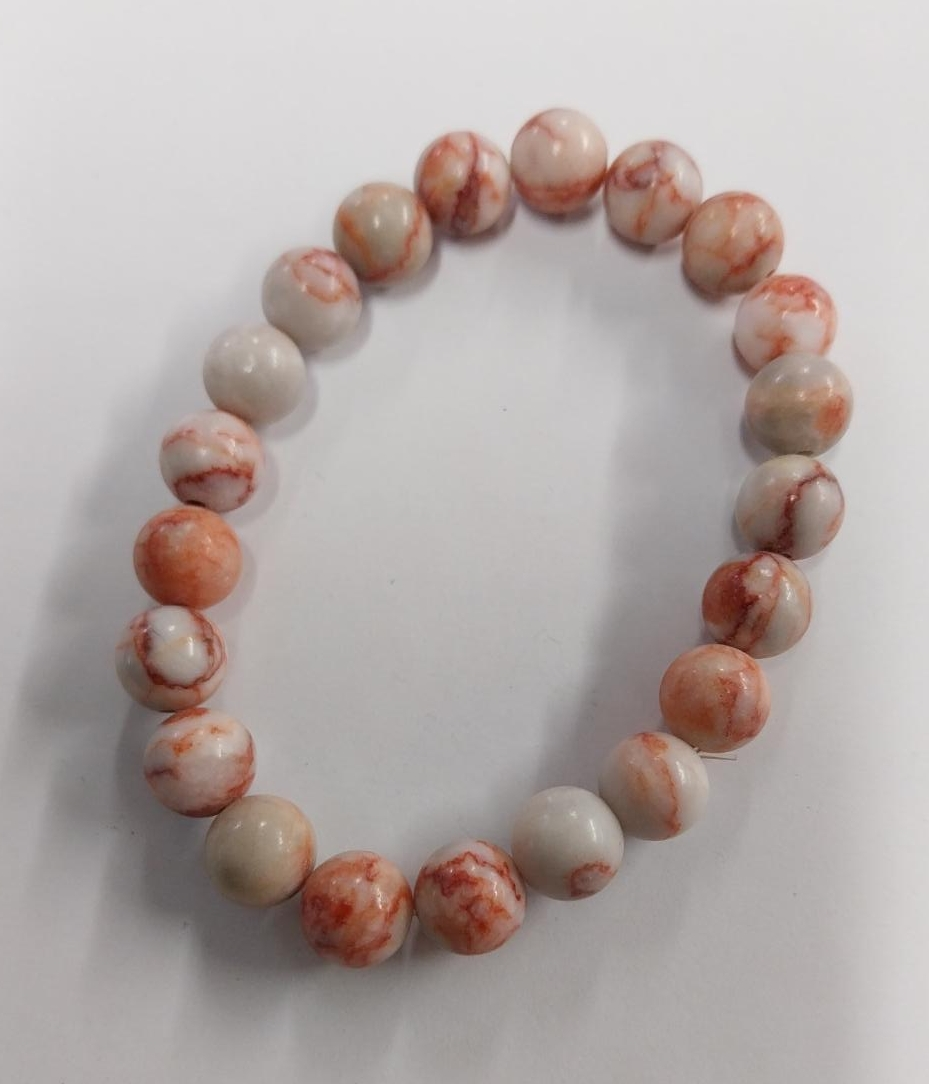 Beaded Bracelet - Orange/White