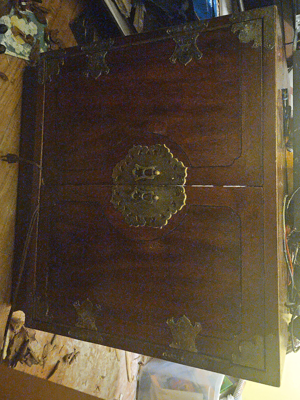 Vintage Wooden Jewelry Box with Ornate Metal Clasp