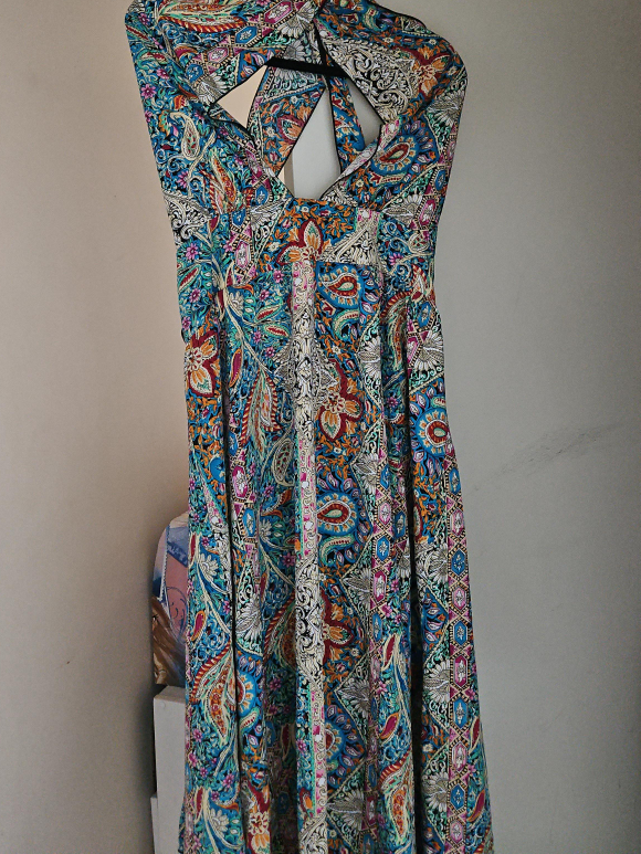 Paisley Pattern Halter Maxi Dress