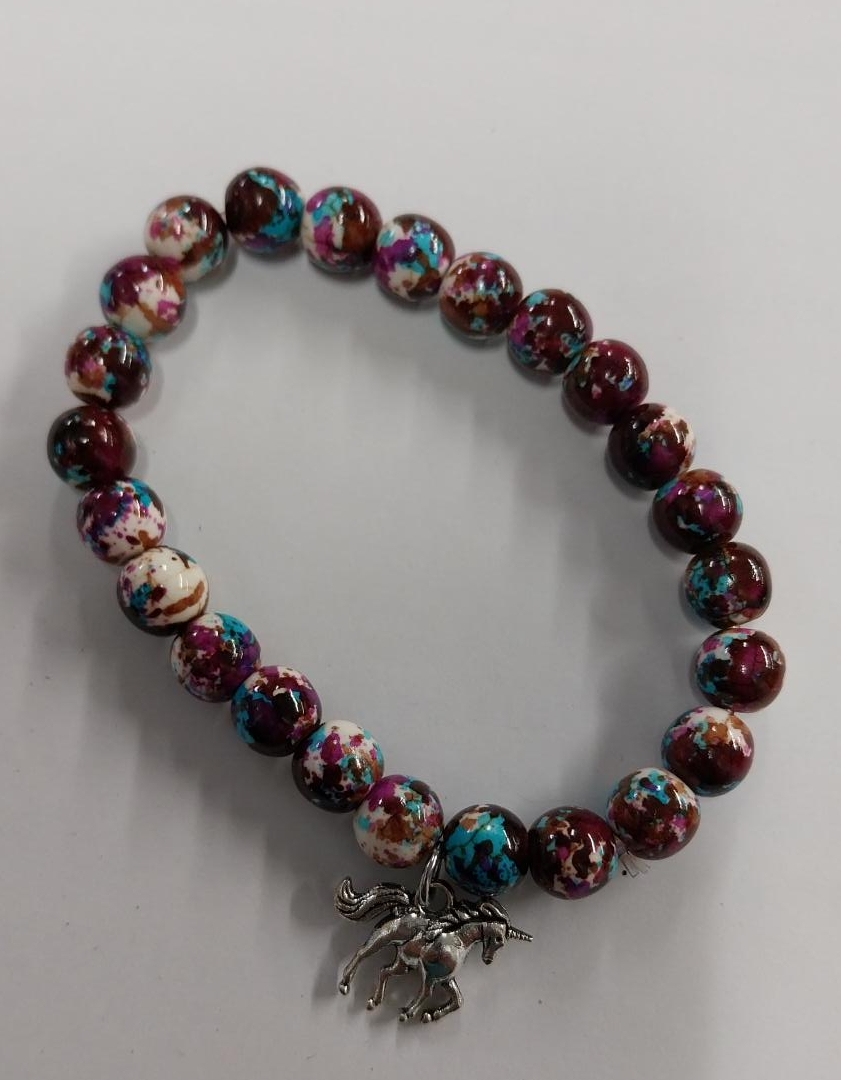 Beaded Bracelet with Unicorn Charm thumbnail