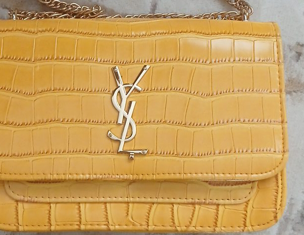 Yellow Crocodile-Style Shoulder Bag