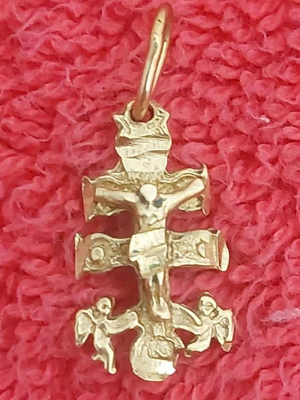 Gold Cross Pendant with Angels thumbnail