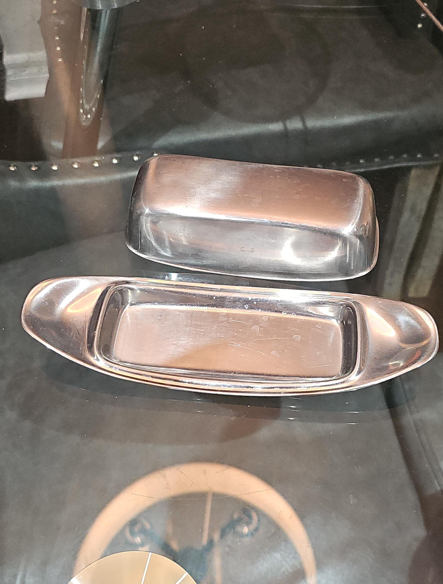 Vintage Silver Butter Dish with Lid thumbnail