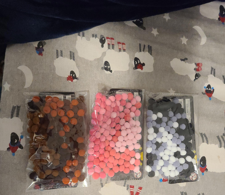 Craft Pom Poms - Brown, Pink, Grey - New! 🥕