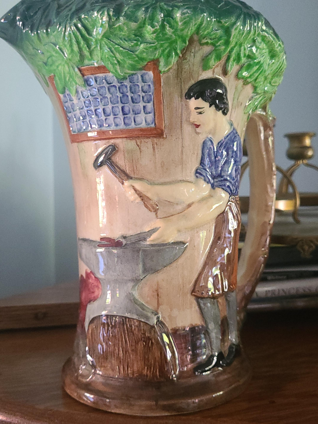 Vintage Ceramic Pitcher - Blacksmith Scene thumbnail