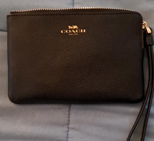 Coach Black Leather Wristlet thumbnail