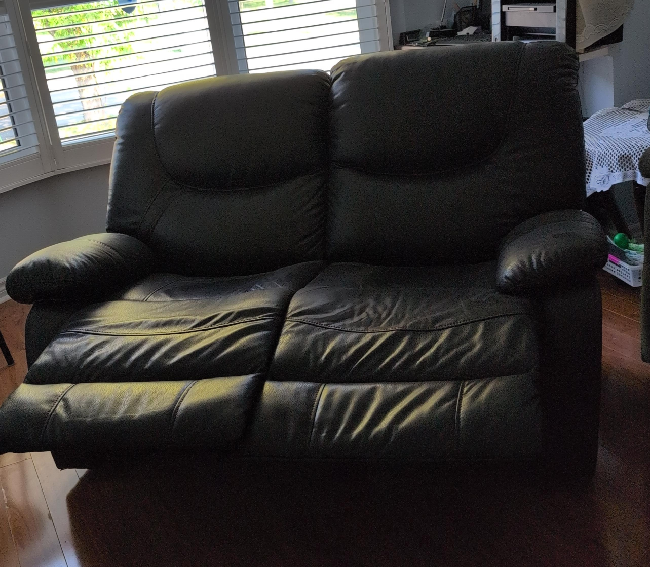 Black Leather Loveseat Recliner thumbnail