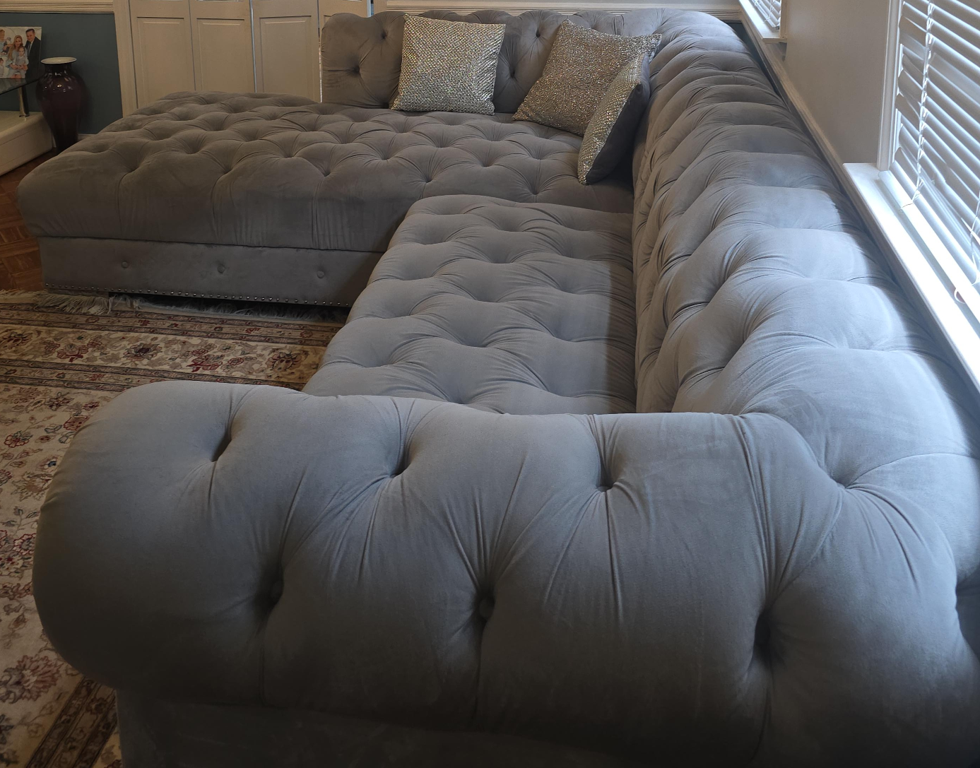 Gray Tufted Sectional Sofa thumbnail