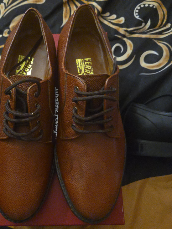 Salvatore Ferragamo Brown Leather Dress Shoes thumbnail