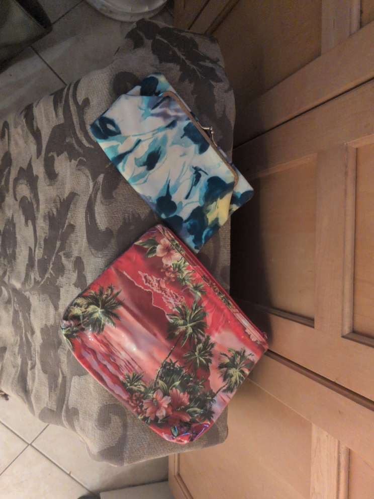 Two Floral Print Cosmetic Bags thumbnail