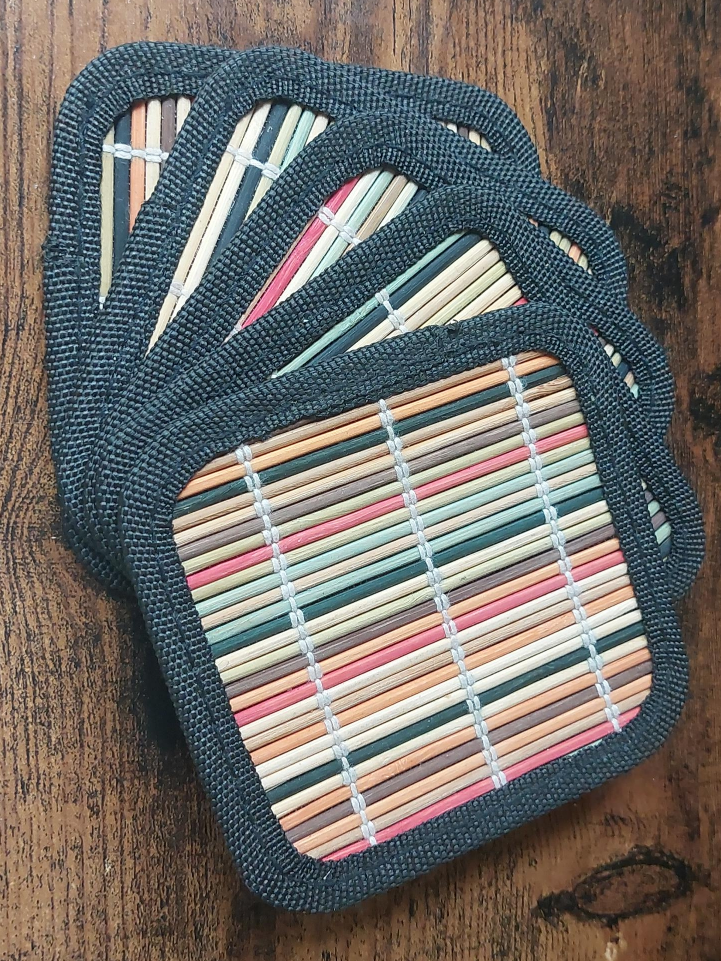 Set of 5 Bamboo Coasters 🧡 thumbnail