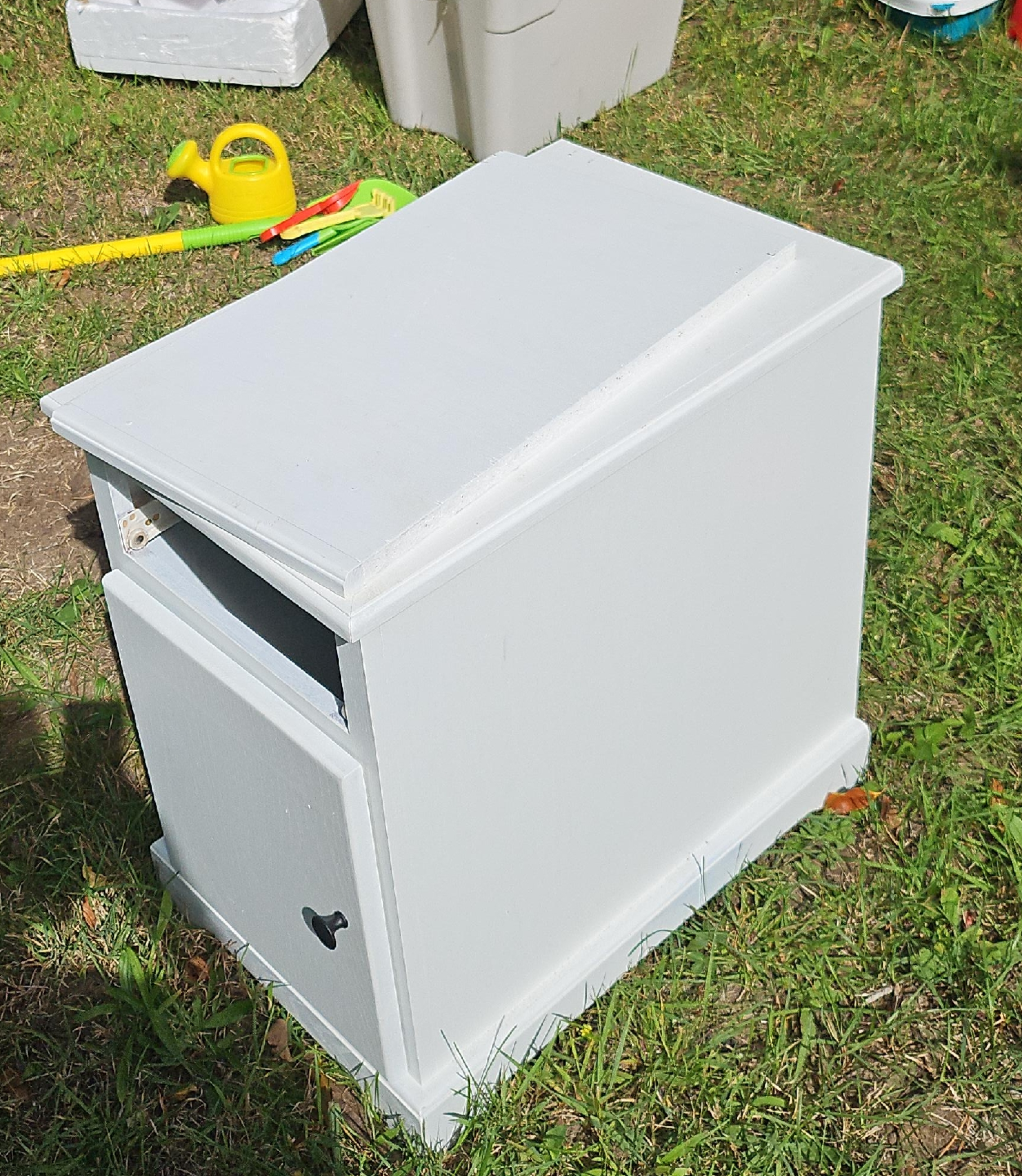 White Wooden Side Table with Drawer
