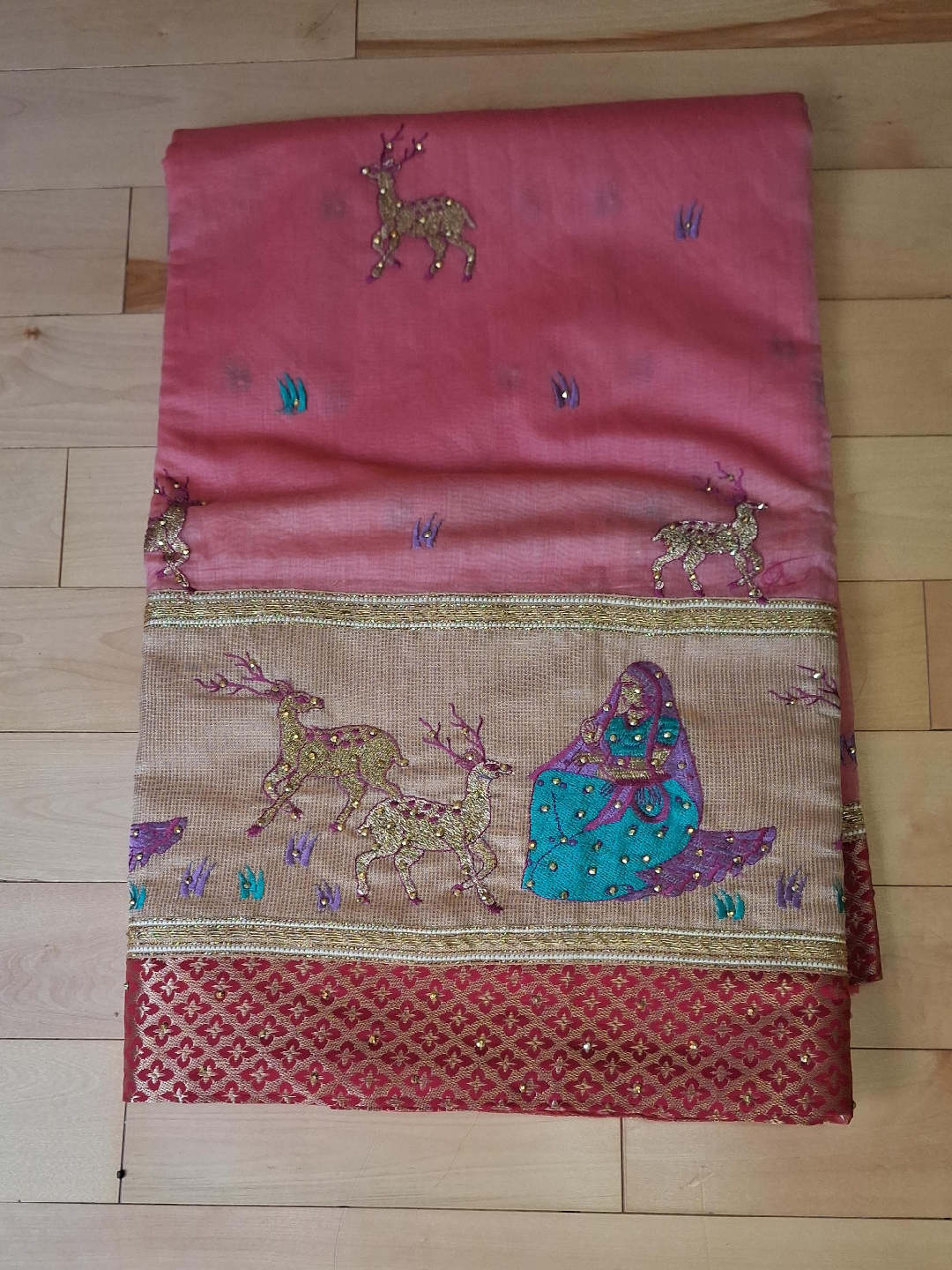 Embroidered Saree with Deer Motif thumbnail