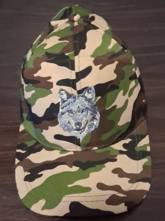 Camouflage Baseball Cap with Wolf Design thumbnail