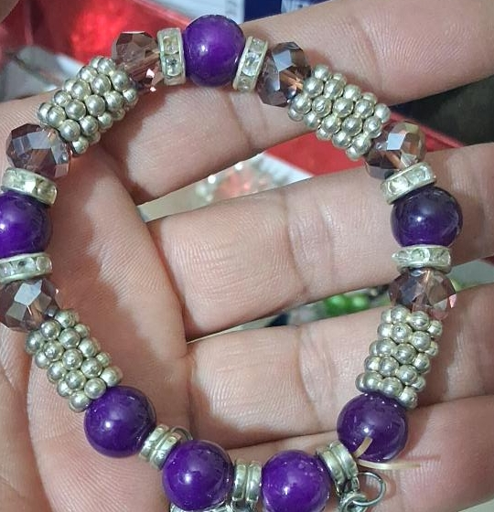 Purple Beaded Bracelet with Turtle Charms thumbnail