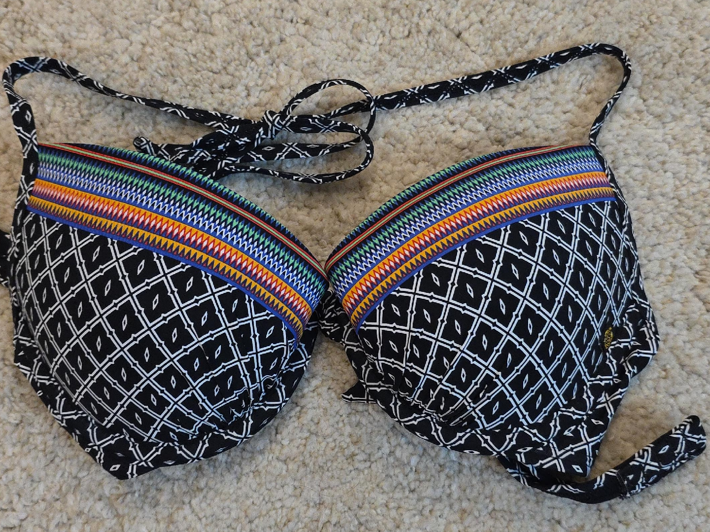 Bikini Top Black and White Pattern