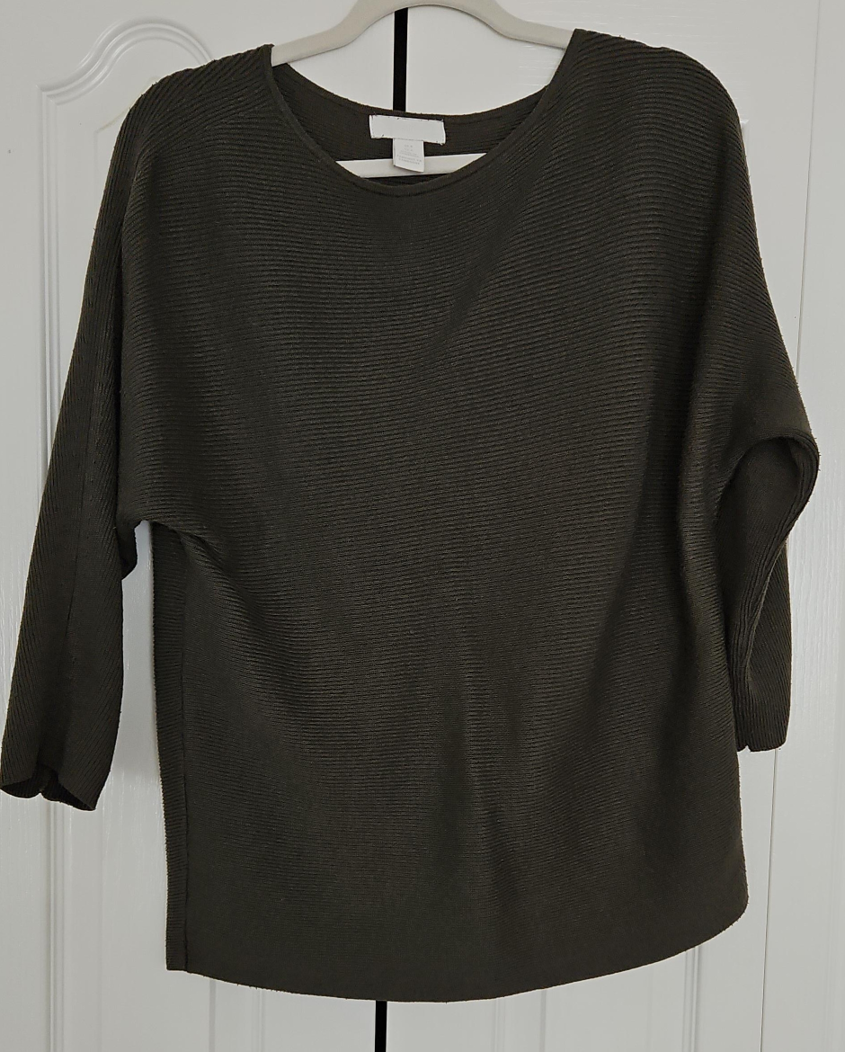 H&M Olive Green Knit Top - Size S thumbnail