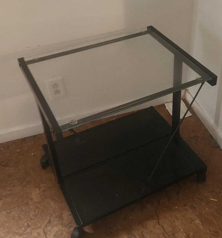 Glass Top Rolling End Table