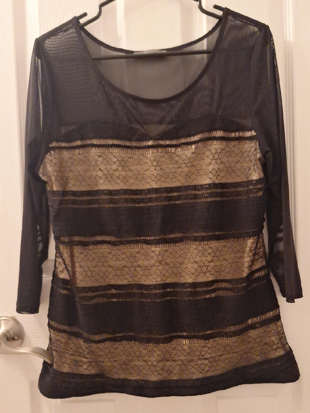 Black & Gold Sheer Panel Top thumbnail