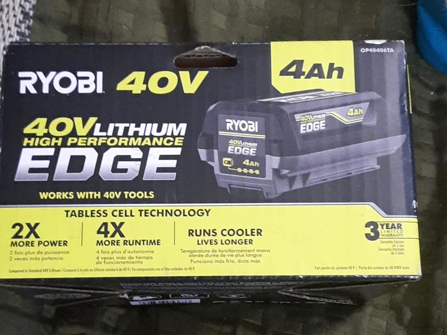 New Ryobi 40V Lithium High Performance EDGE 4Ah Battery