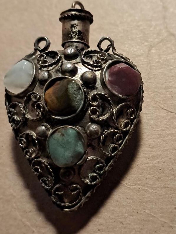 Vintage Heart-Shaped Perfume Bottle Pendant thumbnail
