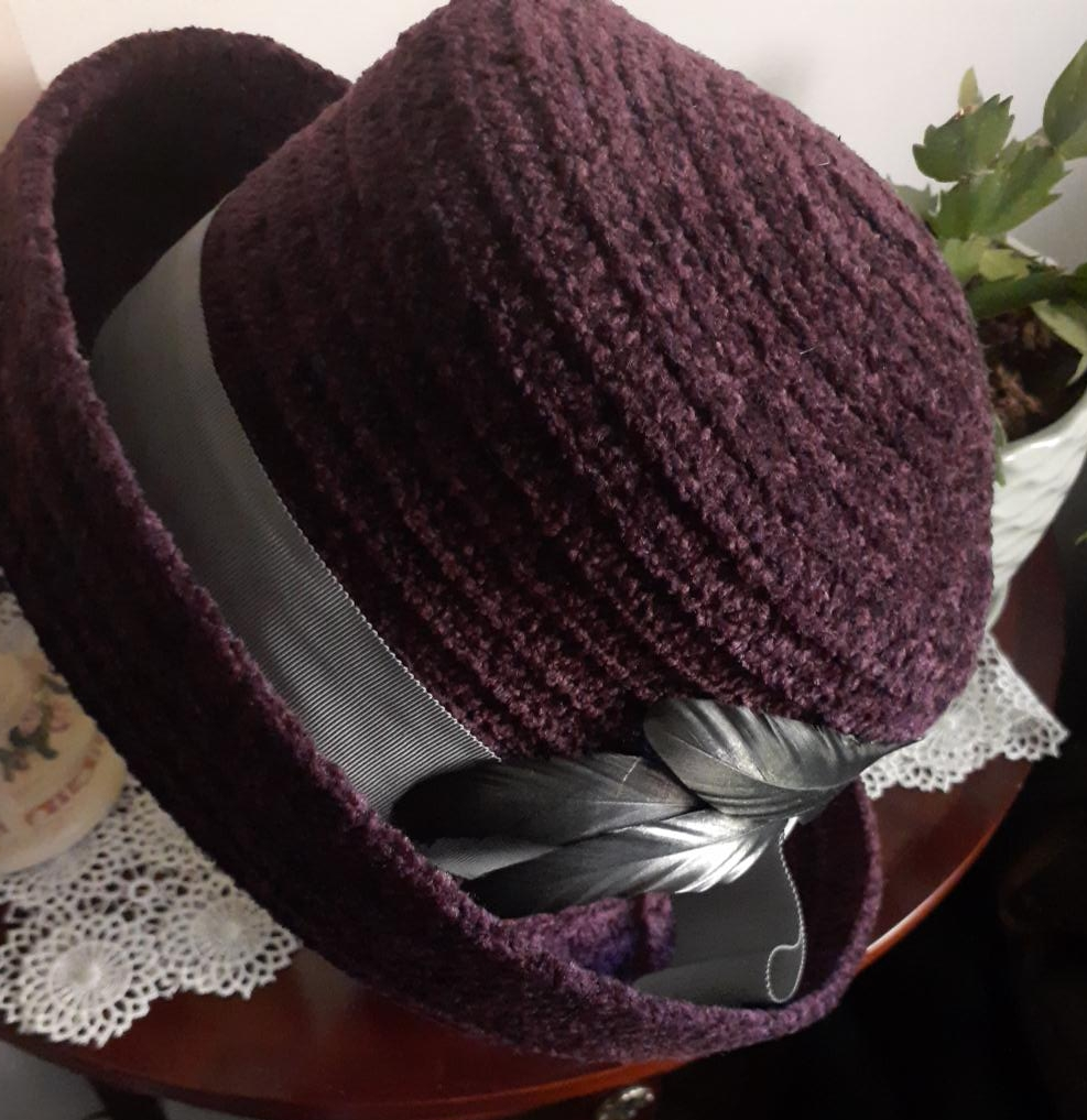 Vintage Purple Velvet Fedora Style Hat