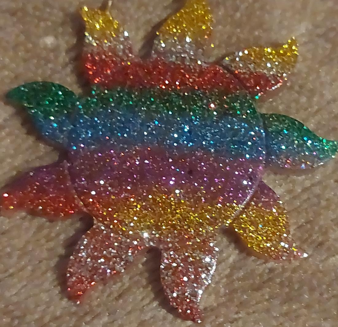 Rainbow Glitter Sun necklace thumbnail