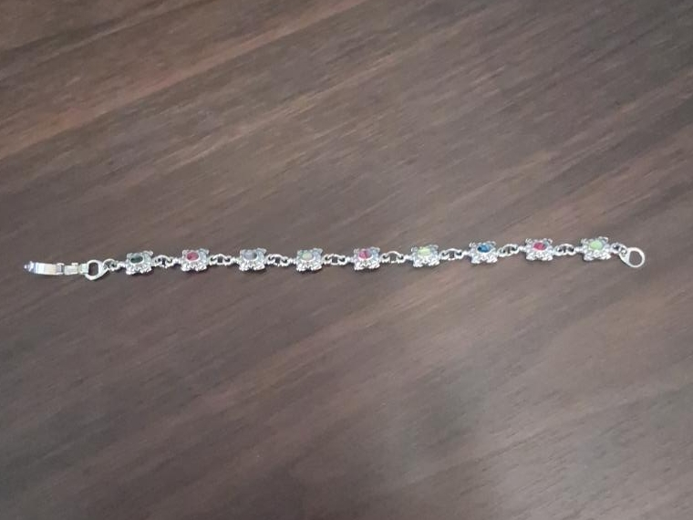 Silver Tone Bracelet with Multi-Color Stones thumbnail