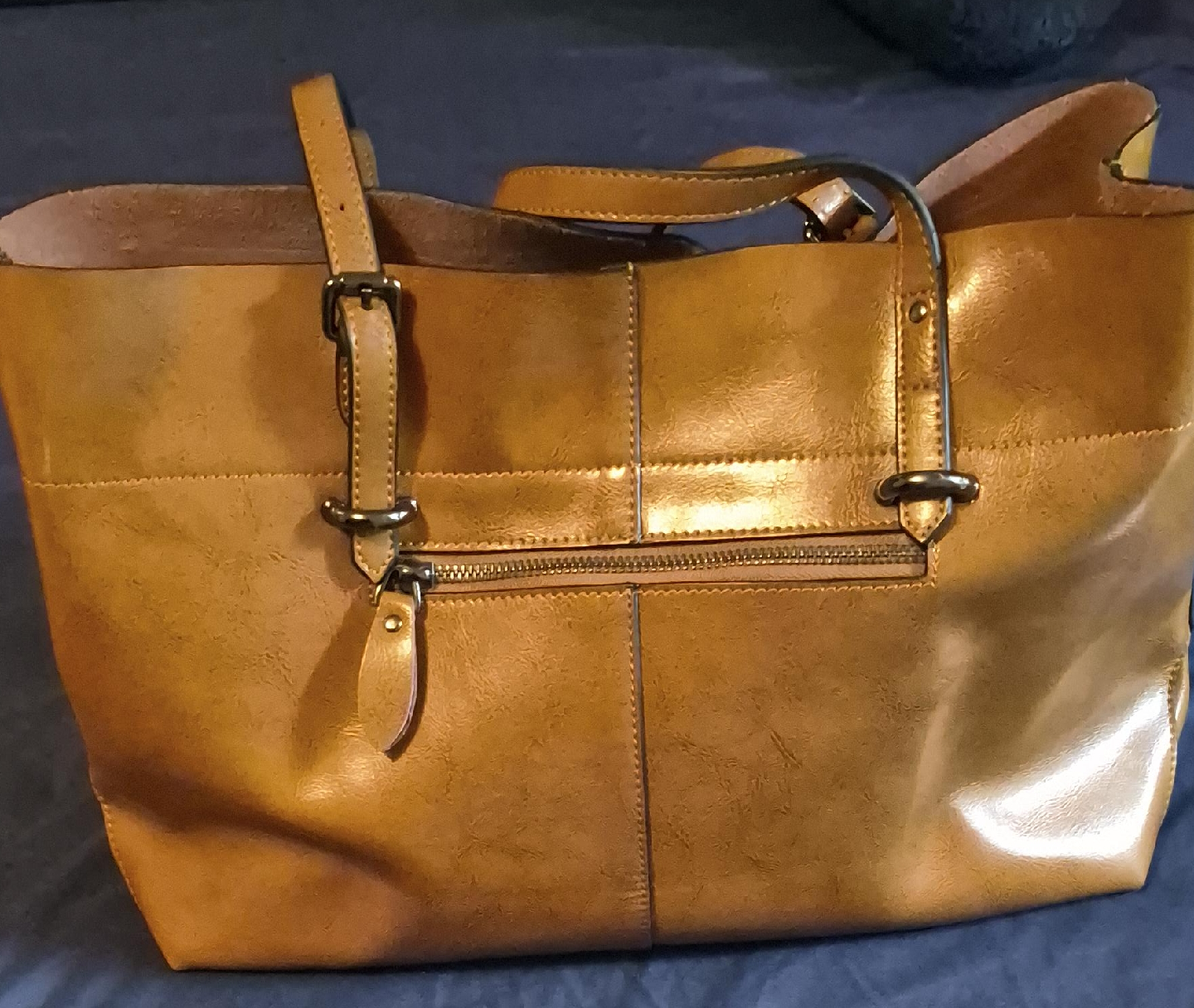 Leather Tote Bag - Mustard Yellow thumbnail