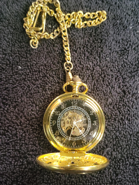Gold Tone Skeleton Pocket Watch thumbnail
