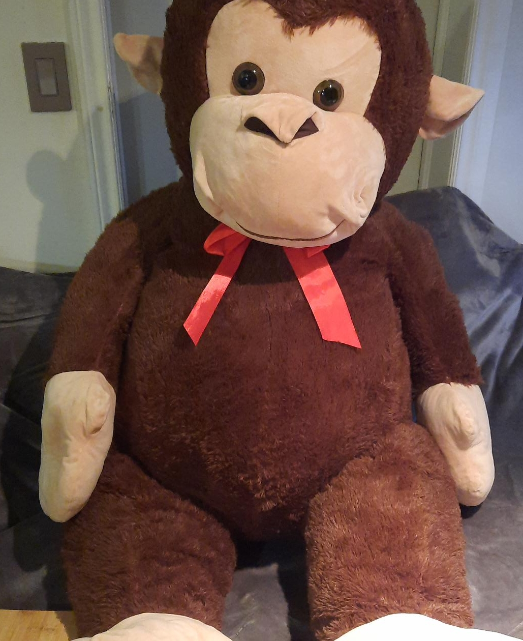 Giant Stuffed Monkey with Bow thumbnail