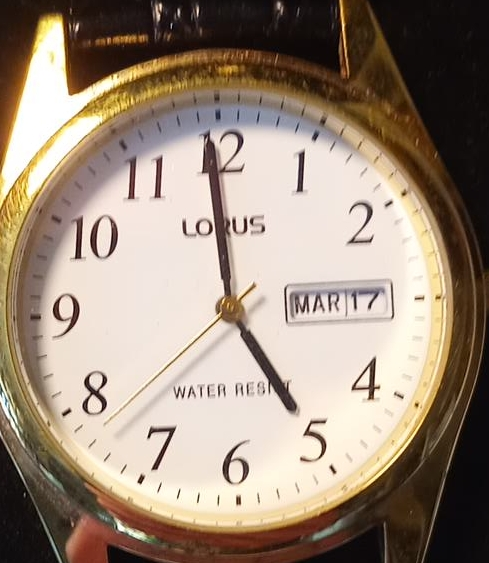 Lorus Gold Tone Watch with Black Leather Band thumbnail