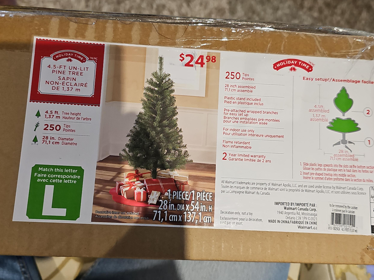 Holiday Time 4.5-ft Unlit Pine Tree - NEW thumbnail