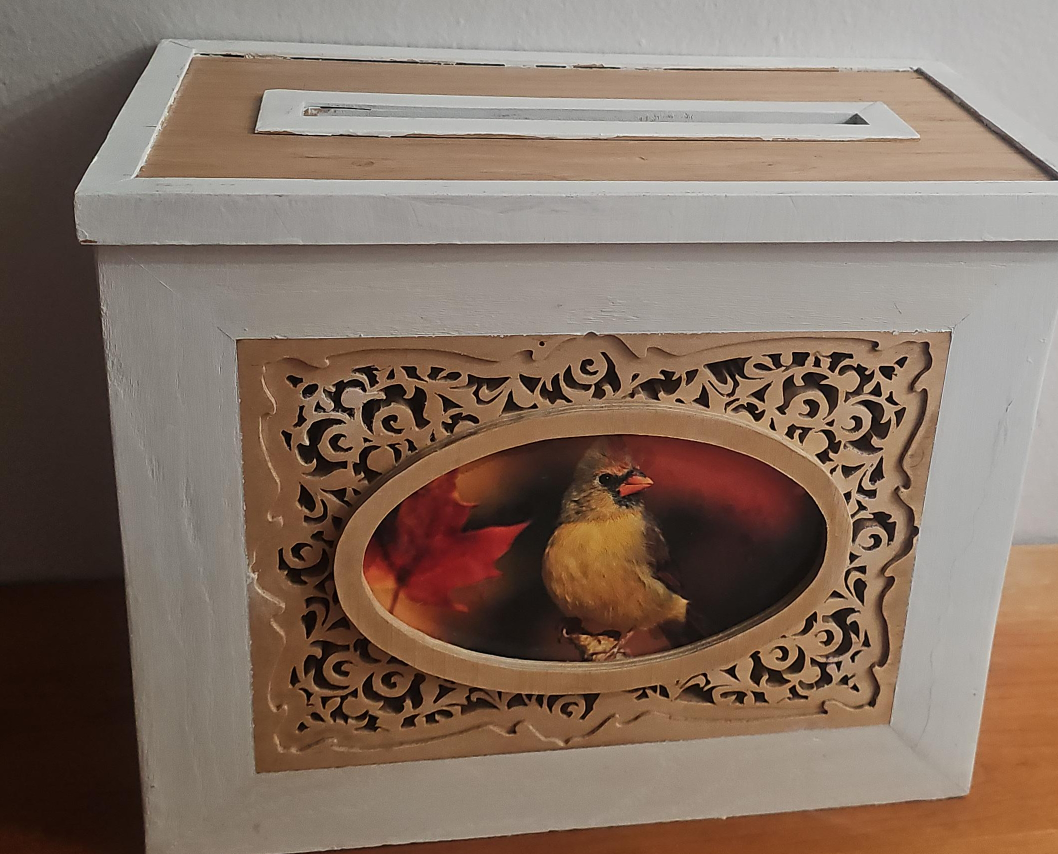 Handmade Wooden Box with Bird Design thumbnail