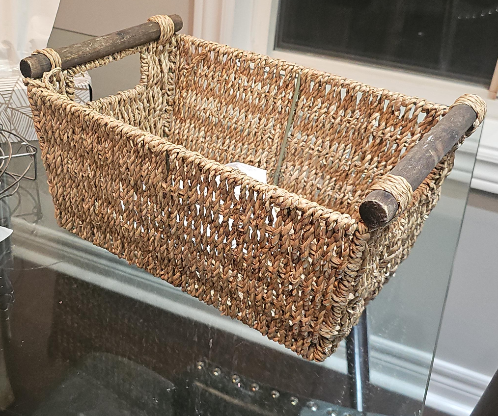 Woven Basket with Wooden Handles thumbnail