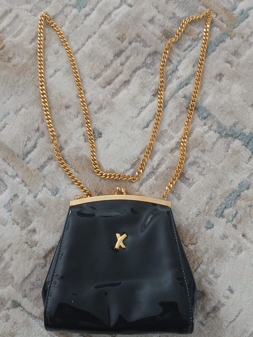 Vintage Black Patent Leather Chain Bag thumbnail