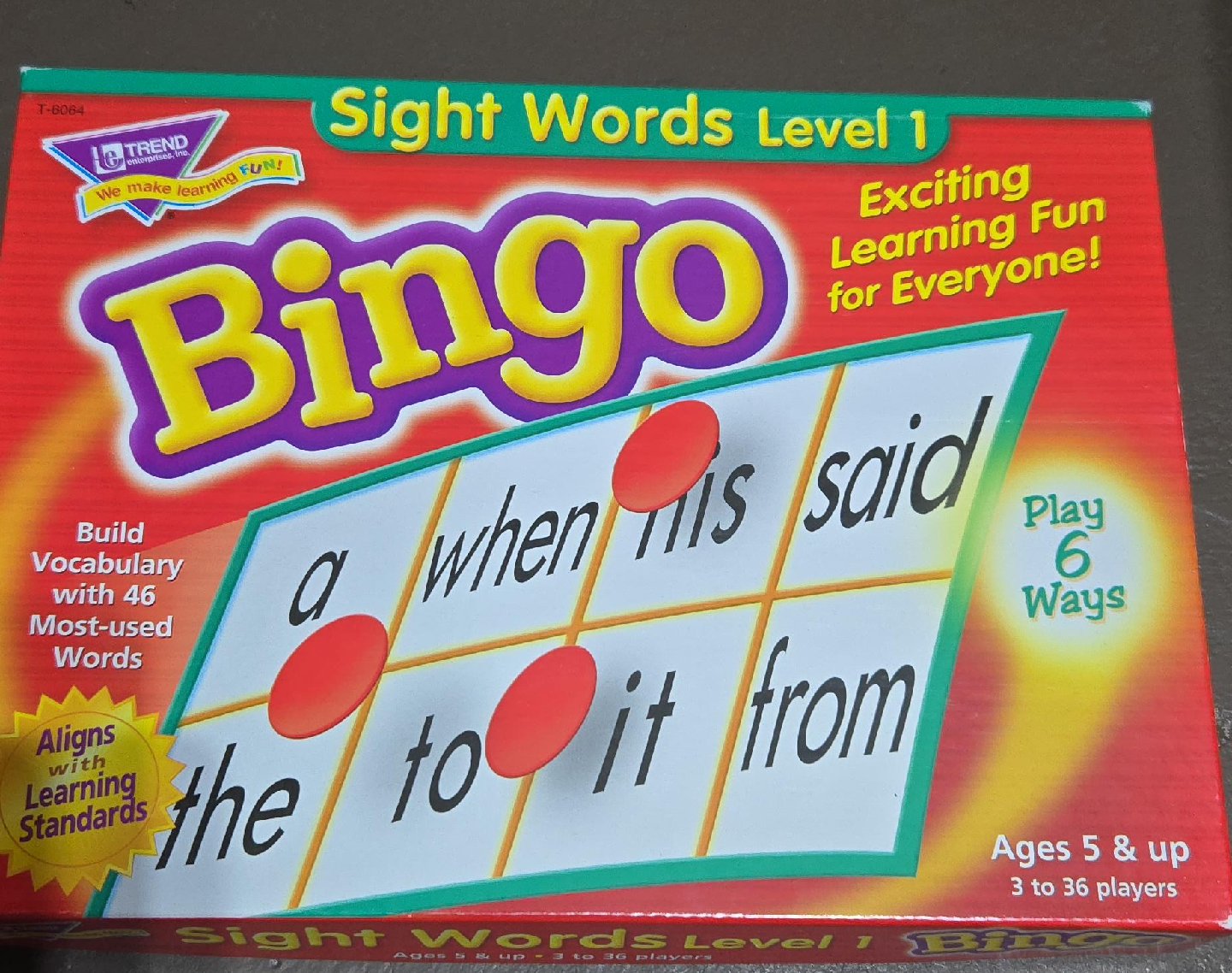Sight Words Level 1 Bingo Game