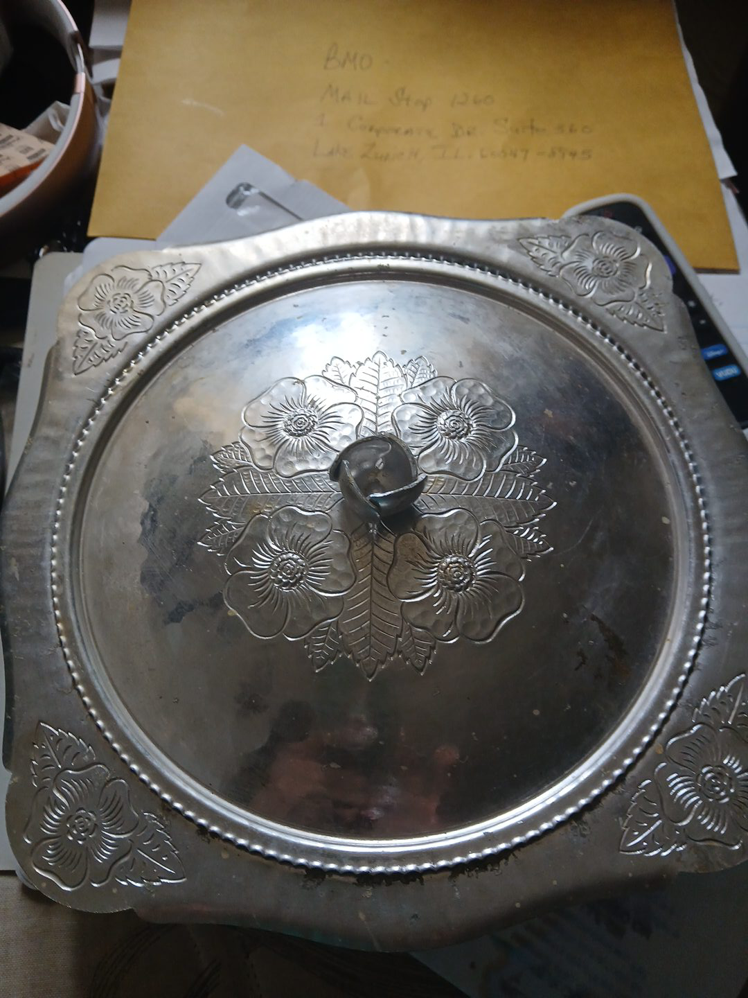 Silver Plated Serving Dish with Floral Design thumbnail