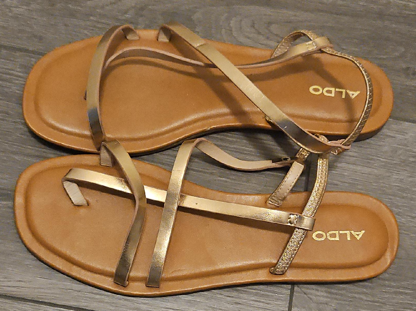 Aldo Gold Strappy Sandals 🥕 thumbnail