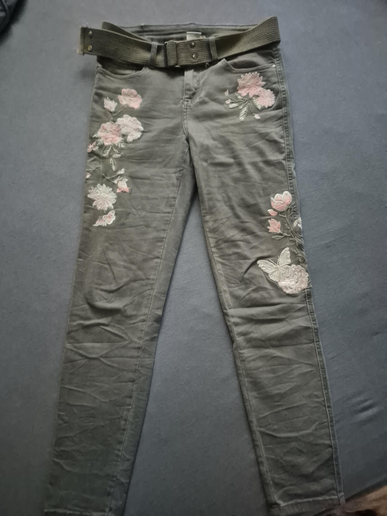 Hand Work Denim L/44 Olive Jeans with Embroidery thumbnail
